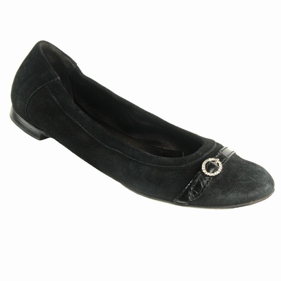 AGL ATTILIO GUISTI LEOMBRUNI Ballet Flats 39 EU 9 US Black Suede Shimmer ITALY - Picture 2 of 7